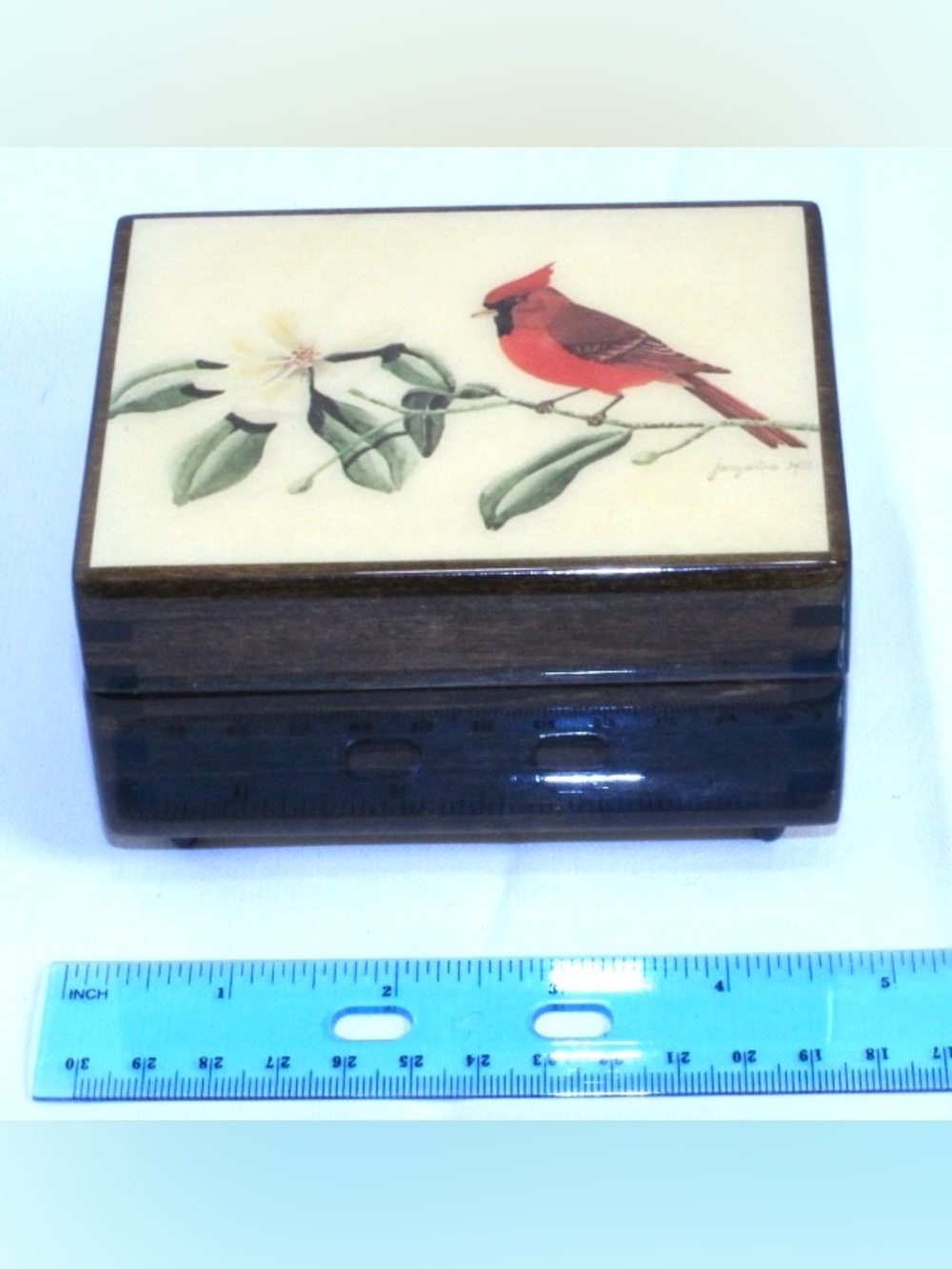 Vintage Reuge Swiss Musical Movement Box Jacqueline Hill American wildlife Art